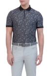 Ben Sherman Mono Dot Print Tech Jersey Golf Polo In Black