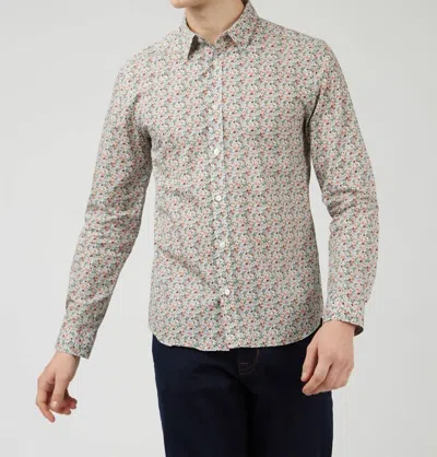 Ben Sherman Multicolour Floral Print Shirt In Snow White In Pink