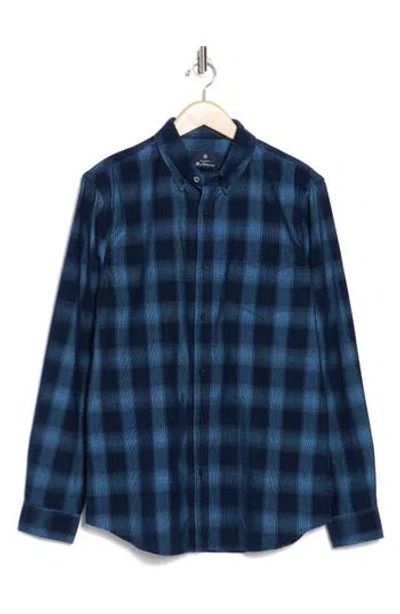 Ben Sherman Ombré Check Corduroy Flannel Button-up Shirt In Navy Blazer