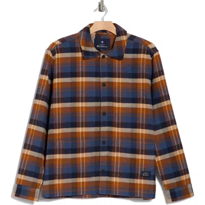 Ben Sherman Ombré Check Shacket In Caramel