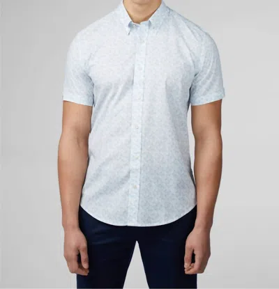 Ben Sherman Optic Geo Print Short Sleeve Shirt In Snow White