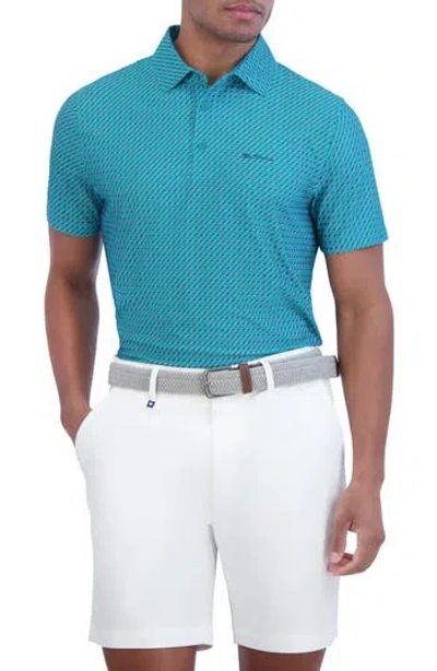 Ben Sherman Optic Geo Tech Jersey Golf Polo In Teal