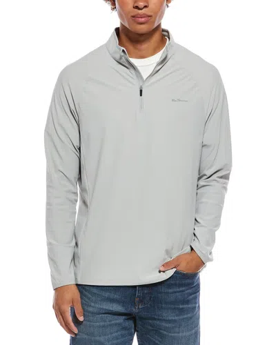 Ben Sherman Pique 1/4-zip Pullover In Gray