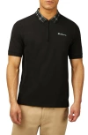 Ben Sherman Men's Tartan Collar Polo Shirt In Black