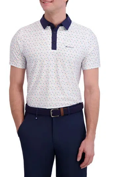 Ben Sherman Polka Dot Print Tech Jersey Golf Polo In Neutral