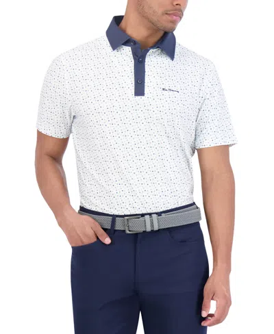 Ben Sherman Polka Dots Tech Jersey Sports Fit Polo In White