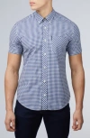 Ben Sherman Regular Fit Gingham Short Sleeve Button-down Shirt In Petrol