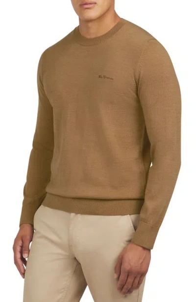 Ben Sherman Regular Fit Merino Wool Blend Sweater In Light Brown