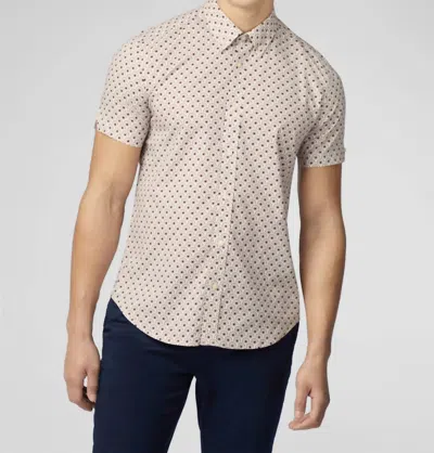 Ben Sherman Retro Block Geo Print Short Sleeve Shirt In Red In Transparent
