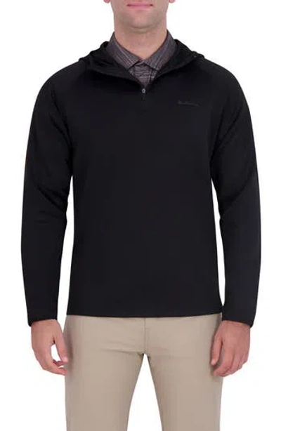 Ben Sherman Scuba Knit Quarter Zip Hoodie In Black