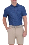 Ben Sherman Shadow Geo Print Stretch Tech Polo In Blue