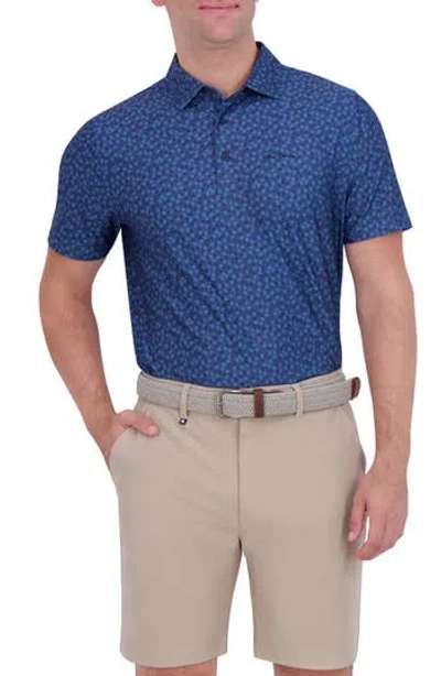 Ben Sherman Shadow Geo Print Stretch Tech Polo In Blue