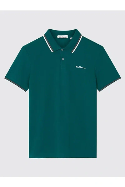 Ben Sherman Signature Cotton Pique Polo Shirt Top In Jade, Men's At Urban Outfitters In Jade