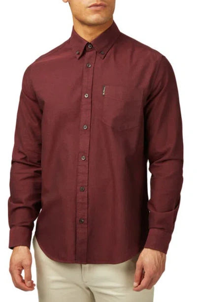 Ben Sherman Signature Organic Cotton Oxford Button-down Shirt In Wine