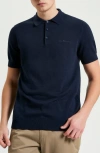 Ben Sherman Signature Organic Cotton Polo Sweater In Dark Navy