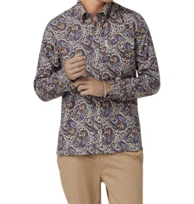 Ben Sherman Signature Paisley Long Sleeve Shirt In Fog In Gray
