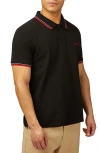 Ben Sherman Signature Tipped Organic Cotton Piqué Polo In Black