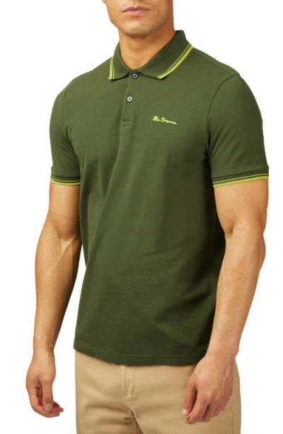 Ben Sherman Signature Cotton Pique Polo Shirt Top In Camouflage, Men's At Urban Outfitters