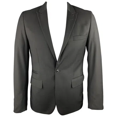 Pre-owned Ben Sherman Size L Black Solid Polyester Blend Peak Lapel Sport Coat
