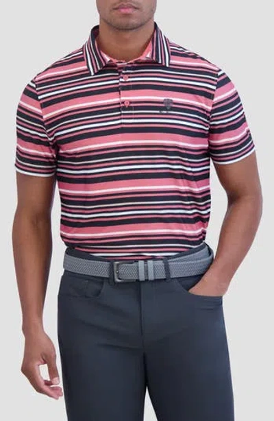 Ben Sherman Stripe Print Stretch Tech Polo In Pink