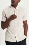 Ben Sherman Stripe Seersucker Button-up Shirt In Sand