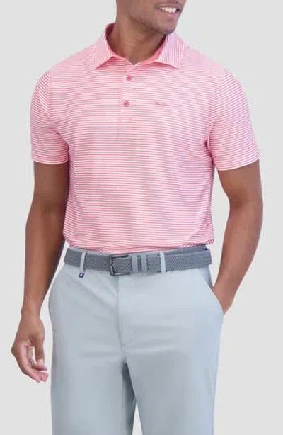 Ben Sherman Stripe Tech Jersey Polo In Pink