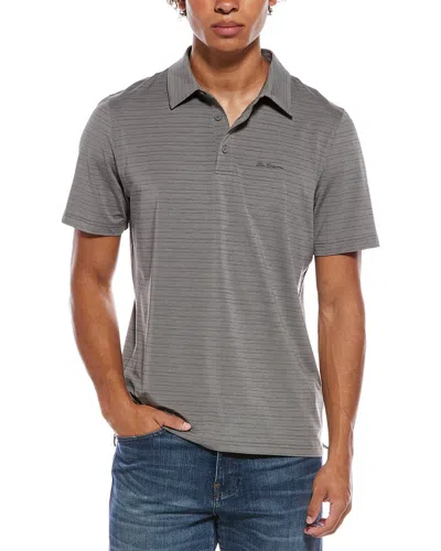 Ben Sherman Stripe Tech Jersey Polo Shirt In Gray