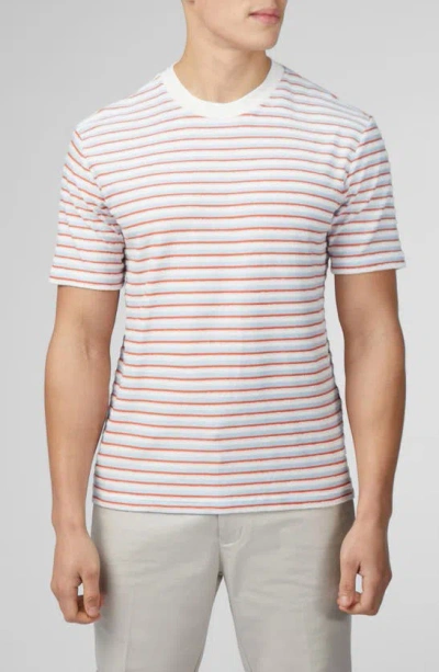 Ben Sherman Stripe Terry T-shirt In Pale Blue