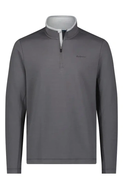 Ben Sherman Textured Knit Quarter Zip Pullover In Gray