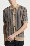 Ben Sherman Textured Stripe Knit Button-up Shirt