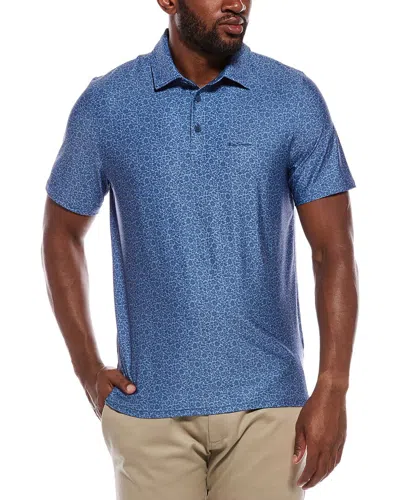 Ben Sherman Tile Floral Tech Jersey Sports Fit Polo Shirt In Blue