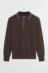Ben Sherman Tipped Merino Polo Top In Cocoa, Men's At Urban Outfitters