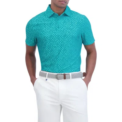 Ben Sherman Twisted Checker Tech Jersey Sports Polo In Pool Green