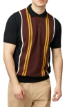 Ben Sherman Men's Regular-fit Sweater-knit Stripe Polo Shirt In Black
