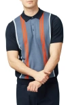 Ben Sherman Men's Regular-fit Sweater-knit Stripe Polo Shirt In Dark Navy