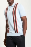 Ben Sherman Vertical Stripe Organic Cotton Polo Sweater In Blue