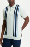 Ben Sherman Vertical Stripe Organic Cotton Polo Sweater In Green