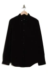 Ben Sherman Windowpane Long Sleeve Cotton Corduroy Button-up Shirt In Black