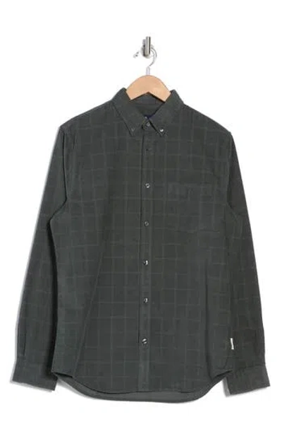 Ben Sherman Windowpane Long Sleeve Cotton Corduroy Button-up Shirt In Canopy Green