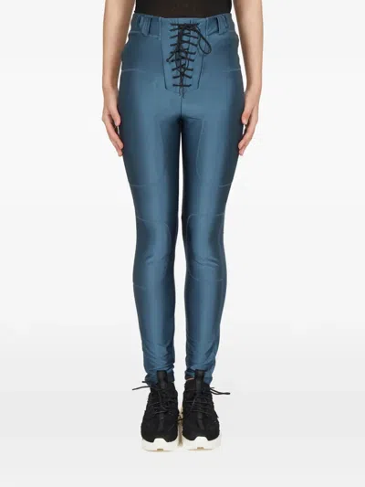 Ben Taverniti Lace-up Leggings In Blue