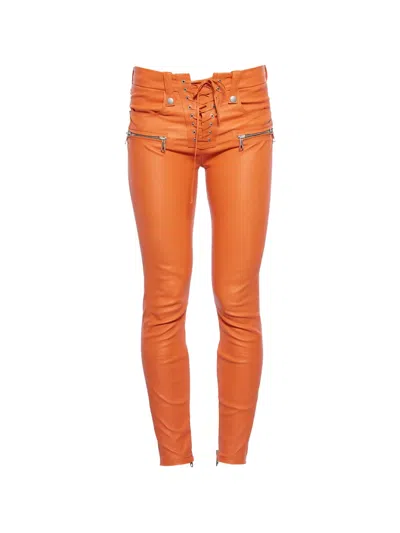 Ben Taverniti Lace-up Zip Trousers In Orange