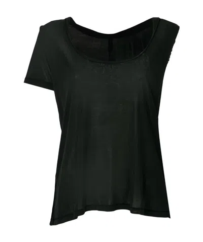 Ben Taverniti Unravel Project Asymmetric Sleeve Twisted Scoop Neck Tank In Black