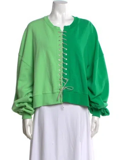 Pre-owned Ben Taverniti Unravel Project Colorblock Pattern Crew Neck Sweatshirt In Green