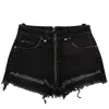 Ben Taverniti Unravel Project Denim Distressed Hem Short Pants - Black In Black