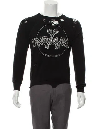 Pre-owned Ben Taverniti Unravel Project Distressed Graphic Sweatshirt W/ Tags In Black