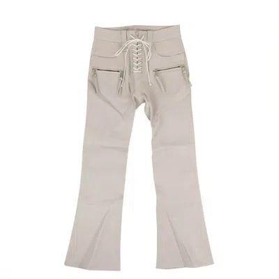 BEN TAVERNITI UNRAVEL PROJECT ICE LEATHER LACE-UP FRONT CROPPED PANTS - GRAY