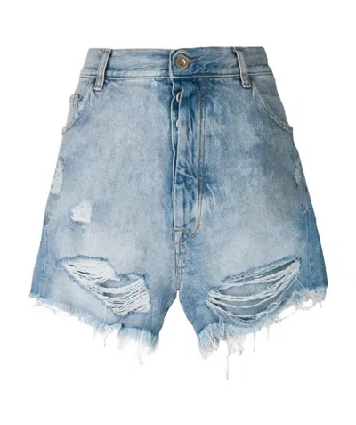 Ben Taverniti Unravel Project Imitation Old Denim Shorts In Blue