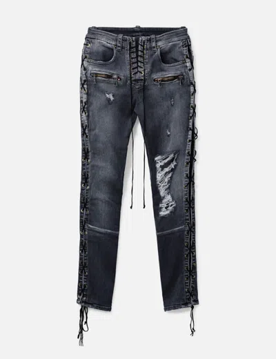 Ben Taverniti Unravel Project Lace Up Jeans In Blue