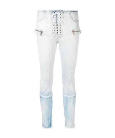 Ben Taverniti Unravel Project Lace-up Skinny Jeans In White
