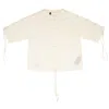 BEN TAVERNITI UNRAVEL PROJECT LACE UP T-SHIRT - IVORY